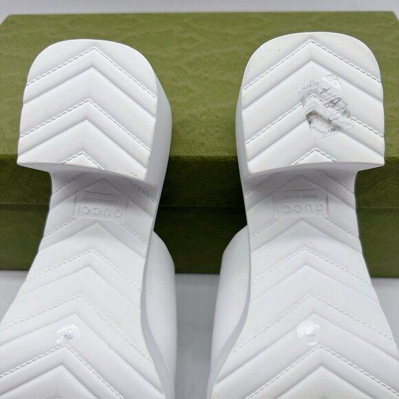 Gucci Logo Rubber Platform Heel Clogs Mules Slip On 725899 White Wms EU 39 US 9 - Picture 13 of 13